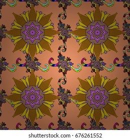 Vector Ethnic Oriental Circle Ornament. Islam, Arabic, Indian, ottoman motifs on a background. Flower Mandala seamless pattern.
