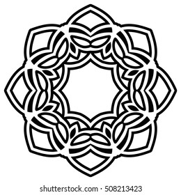 Vector Ethnic Oriental Circle Ornament,Circular floral ornament isolated on white background