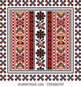 Vector ethnic ornament with elements of flowers and plants 