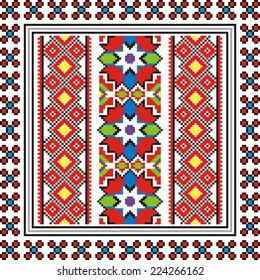 Vector ethnic ornament with elements of flowers and plants 