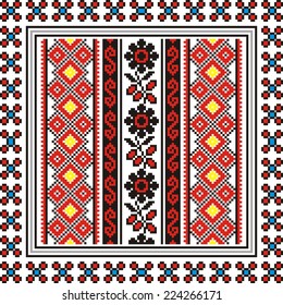 Vector ethnic ornament with elements of flowers and plants 