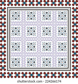 Vector ethnic ornament with elements of flowers and plants 