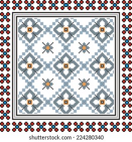 Vector ethnic ornament with elements of flowers and plants 