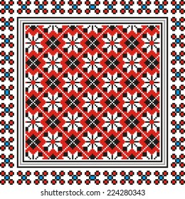 Vector ethnic ornament with elements of flowers and plants 