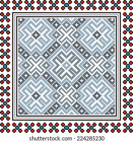 Vector ethnic ornament with elements of flowers and plants 