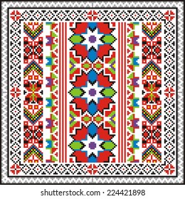 Vector ethnic ornament with elements of flowers and plants 