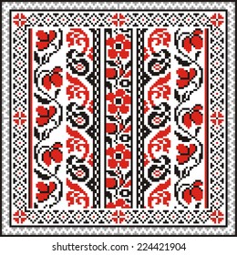 Vector ethnic ornament with elements of flowers and plants 