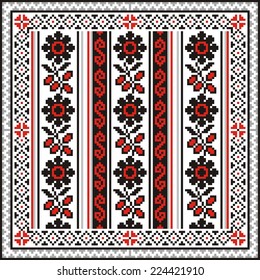 Vector ethnic ornament with elements of flowers and plants 