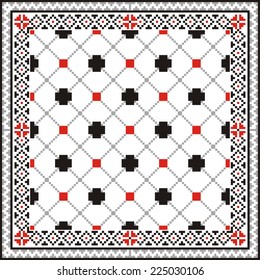 Vector ethnic ornament with elements of flowers and plants from Ukraine and Russia