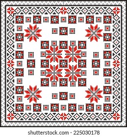 Vector ethnic ornament with elements of flowers and plants from Ukraine and Russia