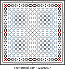 Vector ethnic ornament with elements of flowers and plants from Ukraine and Russia