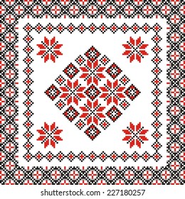 Vector ethnic ornament with elements of flowers and plants 