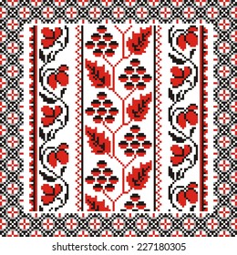Vector ethnic ornament with elements of flowers and plants 