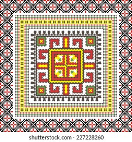 Vector ethnic ornament with elements of flowers and plants 