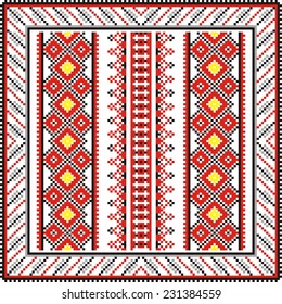 Vector ethnic ornament with elements of flowers and plants 