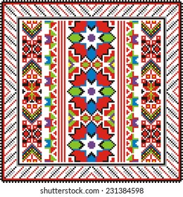 Vector ethnic ornament with elements of flowers and plants 