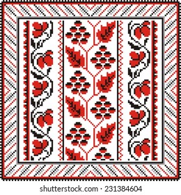 Vector ethnic ornament with elements of flowers and plants 
