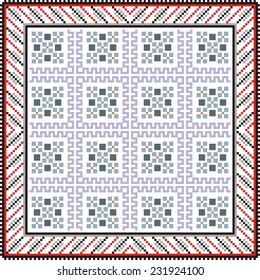 Vector ethnic ornament with elements of flowers and plants from Ukraine