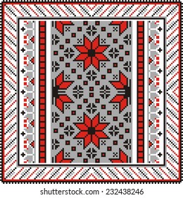 Vector ethnic ornament with elements of flowers and plants 