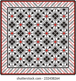 Vector ethnic ornament with elements of flowers and plants 