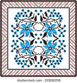 Vector ethnic ornament with elements of flowers and plants 