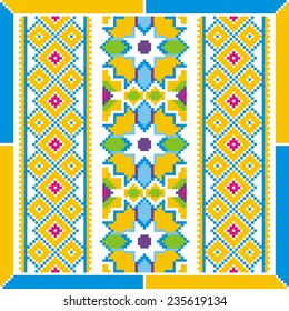 Vector ethnic ornament with elements of flowers and plants from Ukraine