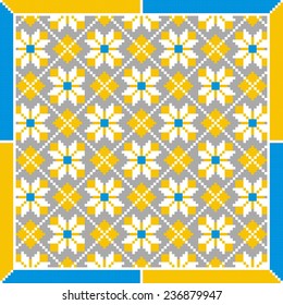 Vector ethnic ornament with elements of flowers and plants from Ukraine