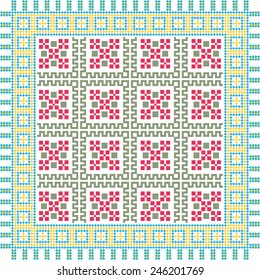 Vector ethnic ornament with elements of flowers and plants