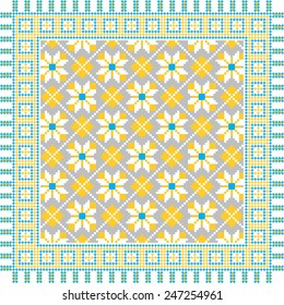 Vector ethnic ornament with elements of flowers and plants on white background