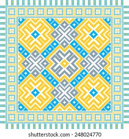 Vector ethnic ornament with elements of flowers and plants on white background