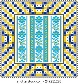 Vector ethnic ornament with elements of flowers and plants on white background