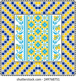 Vector ethnic ornament with elements of flowers and plants on white background
