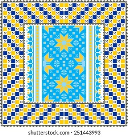 Vector ethnic ornament with elements of flowers and plants on white background