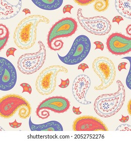 Vector Ethnic Paisley sin fisuras. Perfecto para telas, scrapbooking, proyectos de fondo.
