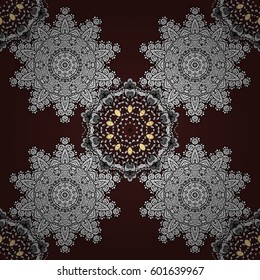 Vector ethnic pattern can be used for wallpaper, pattern fills, coloring books and pages for kids and adults. Brown background. Doodle background in vector with doodles, flowers and paisley.