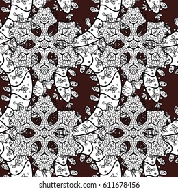 Vector ethnic pattern can be used for wallpaper, pattern fills, coloring books and pages for kids and adults. Brown background. Doodle background in vector with doodles, flowers and paisley.