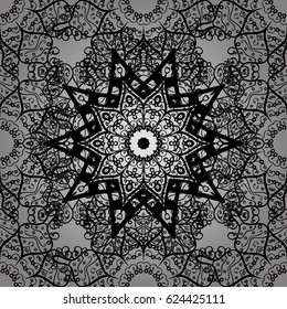 Vector ethnic pattern can be used for wallpaper, pattern fills, coloring books and pages for kids and adults. Gray background. Doodle background in vector with doodles, flowers and paisley.