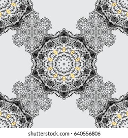 Vector ethnic pattern can be used for wallpaper, pattern fills, coloring books and pages for kids and adults. Gray background. Doodle background in vector with doodles, flowers and paisley.