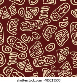 Vector ethnic pattern in style of Inca, Aztec, Indians, Maya. Seamless ancient tribal background.