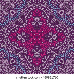 Vector ethnic pattern in style of Inca, Aztec, Indians, Maya. Seamless ancient tribal background.