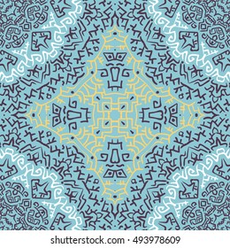 Vector ethnic pattern in style of Inca, Aztec, Indians, Maya. Seamless ancient tribal background.