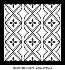 Vector ethnic pattern with symmetrical elements. Repeating geometric tiles from striped elements. Monochrome texture. 
Black and white pattern for wallpapers and backgrounds.