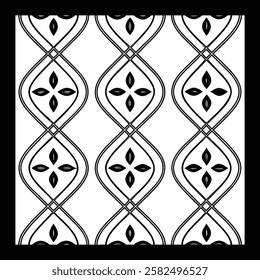 Vector ethnic pattern with symmetrical elements. Repeating geometric tiles from striped elements. Monochrome texture. 
Black and white pattern for wallpapers and backgrounds.