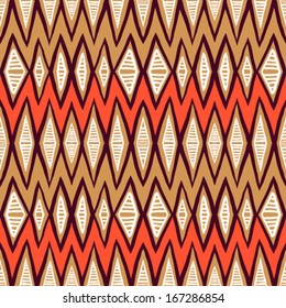 Vector ethnic pattern with zigzag lines in organic colors. Seamless texture for web, print, invitation card background, textile, summer fall fashion, native fabric design, wallpaper, home decor