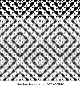 Vector ethnic  rhombs texture . Carpet or wallpaper pattern. Black and white colors