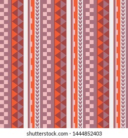 Vector ethnic seamless geometric simple pattern in maori tattoo style. Pink and orange. Design for home decor, wrapping paper, fabric, carpet, textile, cover