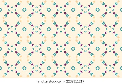 Vector ethnic seamless pattern geometric elements. Pattern fabric with geometric elements bright colors printed. Perfect for textile, wrapping paper, wallpaper, background, batik, fabric, illustration