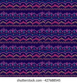 Vector ethnic seamless pattern. Hand drawn  striped ornament.  Design concept for fashion print, backgrounds, greeting cards, holiday package and wrapping.