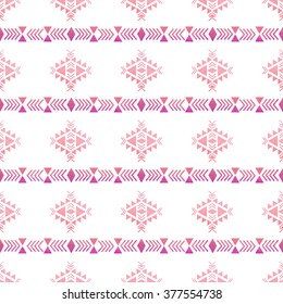 Vector ethnic seamless pattern in watercolor on white background. Trendy navajo print for t-shirt, invitation, cards, posters and more