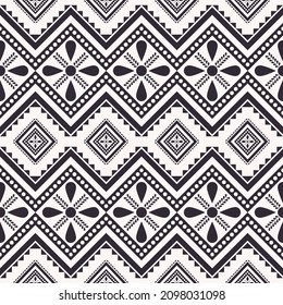 Vector ethnic simple geometric flower shape seamless pattern background. Black and white color design. Use for fabric, textile, interior decoration elements, upholstery, wrapping.